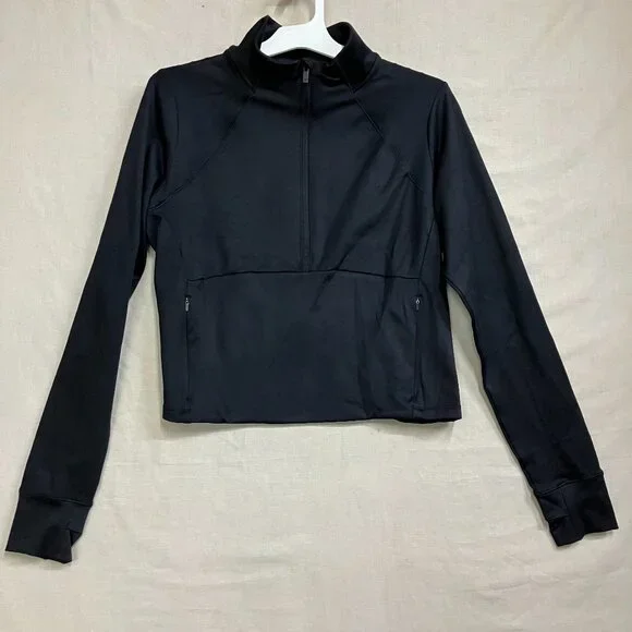 All in Motion Women's XL Black 1/2 Zip-Up Femme Knit Pullover Jacket Thumbhole - Picture 4 of 13